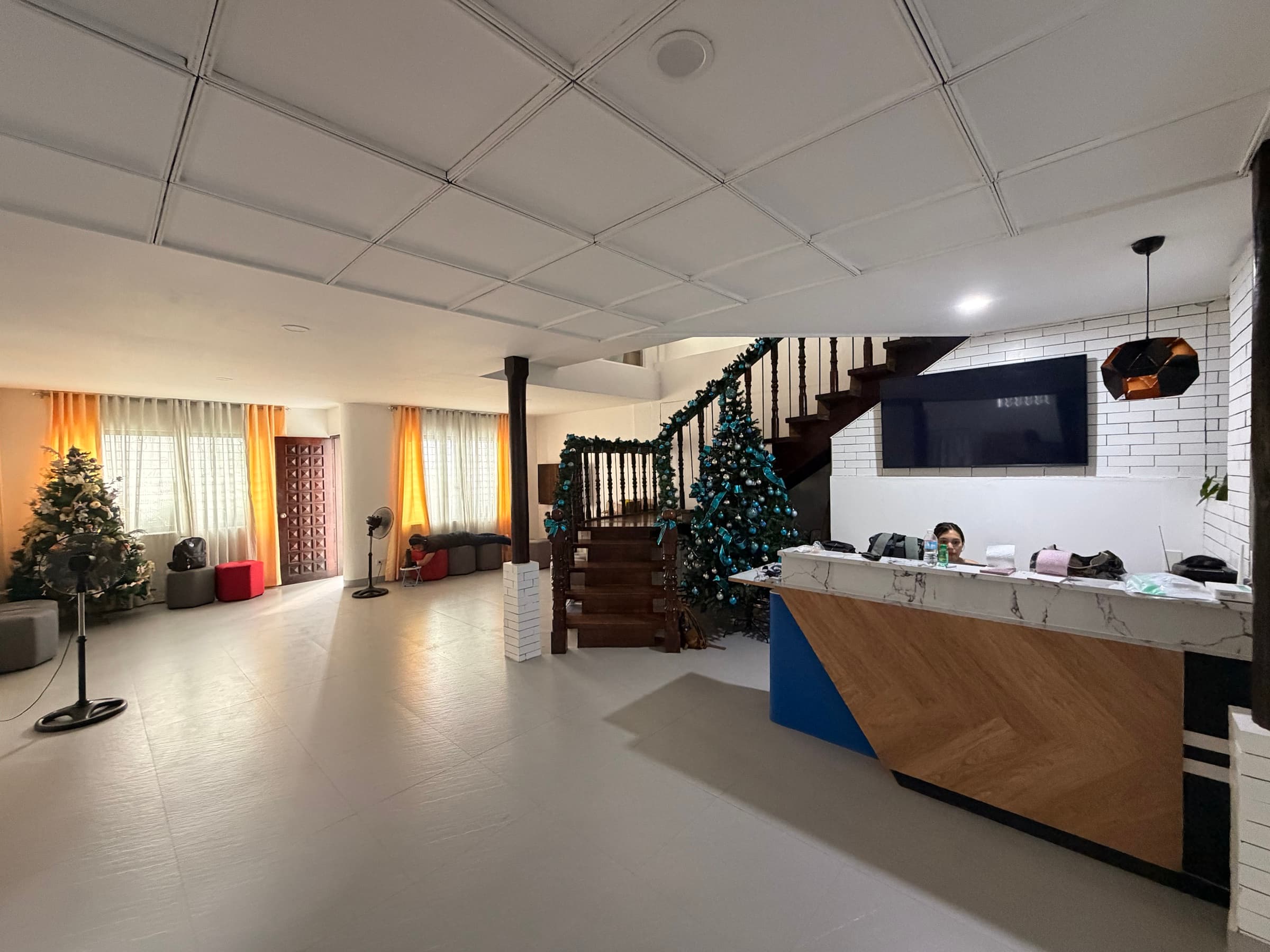 The reception and shared living area inside the Little Ark home