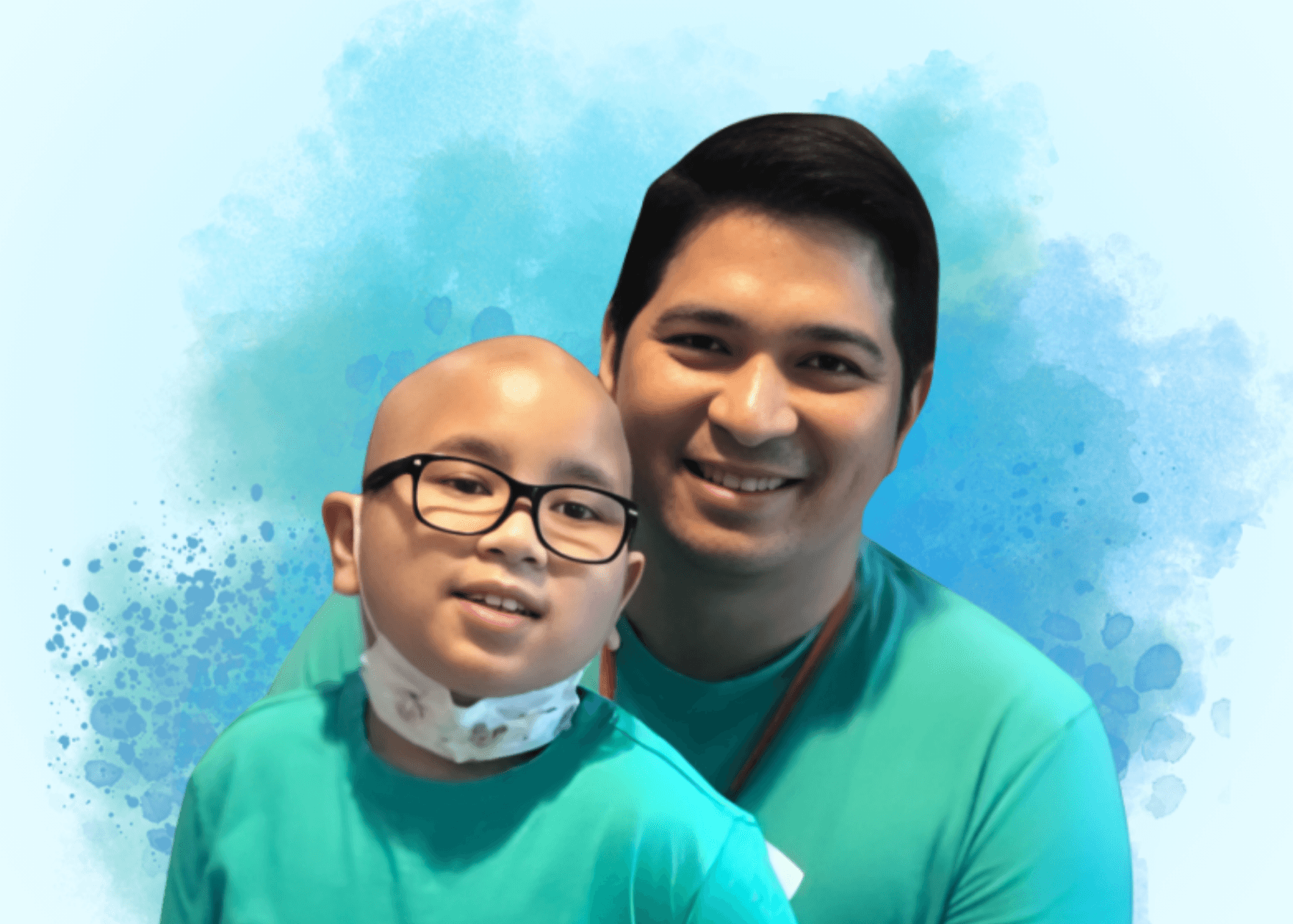 Noah with his father during his medical journey